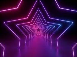 3d Render Ultraviolet Neon Star Shape Glowing Lines Portal Tunnel Virtual Reality Abstract Fashion Background V Star Background Neon Lighting Laser Show