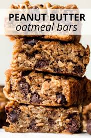 Peanut Butter Banana Oatmeal Bars Banana Oatmeal Bars Oatmeal Chocolate Chip Bars Peanut Butter Recipes