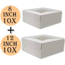 For seasonal themed cakes, why not use our exclusive silver or gold star design cake boxes tied up with one of the many cake ribbons in our broad range. Cake Boxes 12 X 12 X 5 And Cake Boxes 8 X 8 X 4 Bakery Box Has Double Window Cake Supplies 10 Pack Of Each Size Cake Box Walmart Com Walmart Com
