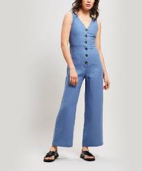 Paloma Wool Alana Linen Jumpsuit In Soft Blue Modesens