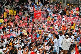 La giunta militare blocca facebook. Grosste Proteste In Myanmar Seit Dem Militarputsch Myanmar Derstandard De International