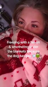 Grandma under Blanket with Fan and Dog Farts in Fan