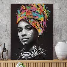 Artwork African Woman Art Black And White Woman In Head Wrap Wall Print Pop Art Canvas Wall Art Pictures Art Pictures Ideas