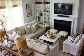 You can spruce up the entire living room by creating a huge focal point such as a chandelier, accent wall, an oversized armchair, or a fireplace with a beautiful tile surround. Eclectic Home Tour House Seven Small Living Room Layout Living Room With Fireplace Small Living Rooms
