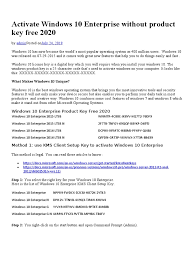 Kmspico is the most windows 10 activator to activate microsoft windows and office. Activate Windows 10 Enterprise Without Product Key Free 2020 Windows 10 Microsoft Windows