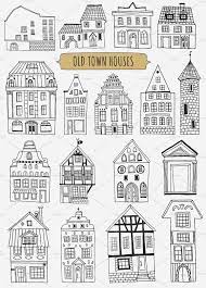 Old Town Houses Pattern House Doodle Town Drawing Doodle Art Drawing