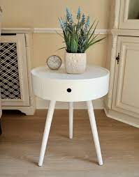 Nightstands & bedside tables : Norden Home Yazzie Round Bedside Table With One Drawer White Wayfair Co Uk