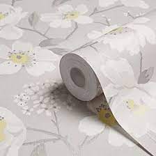 Check out this fantastic collection of gray wallpapers, with 42 gray background images for your desktop, phone or tablet. Flower Sketch Grey Yellow Floral Wallpaper Departments Diy At B Q Grey Floral Wallpaper Floral Wallpaper Grey Wallpaper