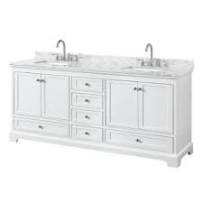 Wyndham collection sheffield 80 inch double bathroom vanity in espresso, white carrara marble countertop, undermount oval sinks, and 70 inch mirror 4.6 out of 5 stars 14 $1,757.99 $ 1,757. Design House Wyndham Deborah White Double Bath Vanity 80 Inch With Top Square Sink Hd Supply