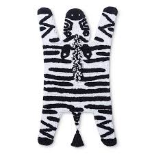 Pillowfort Black White Zebra Shaped Bath Rug