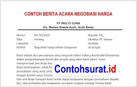 Contoh Berita Acara Negosiasi Harga Pengacara Berita Surat