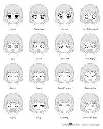 This article will take all the confusion out of drawing expressions and give you the confidence. 16 Drawing Examples Of Chibi Anime Facial Expressions Animeoutline
