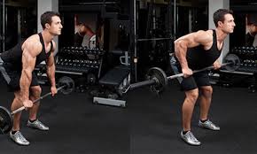 Knees are bent in effort to keep low back straight (see hamstring inflexibility). How To Do Bent Over Barbell Row Workouttrends Com