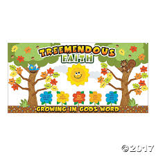 Tremendous Faith Bulletin Board Set Orientaltrading Com Sunday School Classroom Decor Sunday School Classroom Bulletin Board Sets