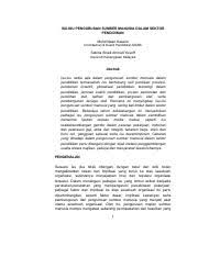 Penutup  cabaran yang dihadapi dalam pengurusan sumber manusia dalam sektor pendidikan perlu ditanggani dengan bijak melalui pengembelingan usaha antara majikan, pekerja dan masyarakat keseluruhannya. Isu Guru Hrm Pdf Isu Isu Pengurusan Sumber Manusia Dalam Sektor Pendidikan Mohd Nasir Kassim Unit Naziran Kualiti Pendidikan Mara Sakina Shaik Ahmad Course Hero