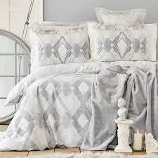 200 cm x 220 cm volanlı yastık kılıfı. Karaca Home Karlo Gri Pamuk Saten Nevresim Takimi Battaniye Set Karaca