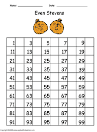 Even Numbers Chart 1 99 Help Even Stevens By Filling In All