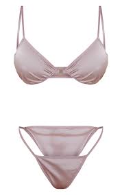 Lilac Satin Underwired Gathering Lingerie Set Prettylittlething Il