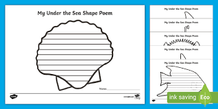 Under The Sea Shape Poetry Templates Teacher Made