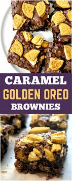 Caramel Golden Oreo Brownies Easy Dessert Recipe Using Boxed Brownie Mix Desserts Dessert Recipes Easy Dessert Recipes