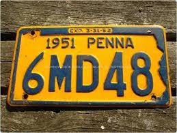 Pa License Plate C 1951 Plates Pittsburgh