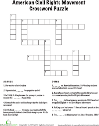 Prepared worksheets are given together with their answers. Civil Rights Crossword Worksheet Education Com