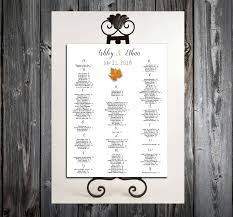Fall Leaf Seating Chart For Wedding Table Assignments For