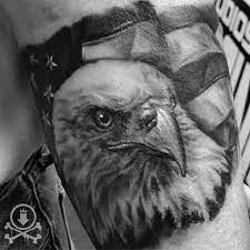 Maybe you would like to learn more about one of these? Awesome Black And Grey Bald Eagle And American Flag Portrait Tattoo By Kevin Soto 12ozstudio Chest Tattoo Black And Grey Black And Grey Tattoos Black Tattoos