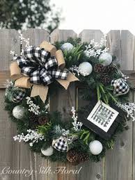 Black And White Checkered Christmas Decorations Excited To Share This Item From My Etsy Shop Buffalo Check Wreath Farmhouse Christmas Wreath Christmas Wreaths Christmas Decorations Blue Christmas Decor
