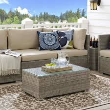 Modway Repose Patio Wicker Outdoor Coffee Table In Light Gray Eei 2691 Lgr The Home Depot Outdoor Coffee Tables Gray Patio Furniture Outdoor Furniture Sets