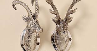 Hirschkopf Als Garderobe Hirsch Garderobe Haken Edel Silber Hirschkopf Geweih Garderobenhaken
