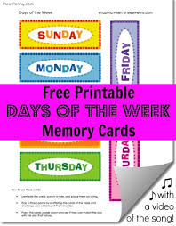 Free Printable Days For The Week Cards With Song Meet Penny Free Printables How To Memorize Things Classroom Calendar
