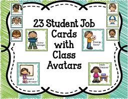 If You Are Looking For Some New Student Job Cards In Lime And Teal These Are Super Cute Use The Class Avatars Student Jobs Job Cards Teacher Created Resources