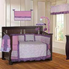 Babyfad Pink And Purple Girls Damask 10 Piece Baby Crib Bedding Set With Musical Mobile Overstock 10845518