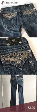 Miss Me Bling Embellished Boot Long Jeans 27 X 34 Miss Me