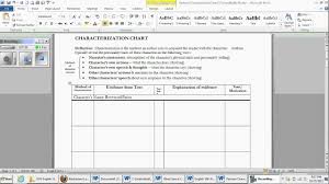 characterization chart tutorial youtube