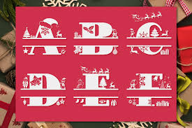 Download Christmas Monogram Font Christmas Split Font By Anastasia Feya Fonts Svg Cut Files Thehungryjpeg Com