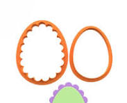 2 pieces Easter egg cookie cutter set wavy edges