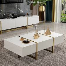 This lovely bar table set adds an element of sophistication to any living space. Rechteckiger Couchtisch Weisser Couchtisch Mit Schubladen Tisch Mit Aufbewahrungsbox Aus Gold Metall In 2021 Table Decor Living Room Center Table Living Room Coffee Table White