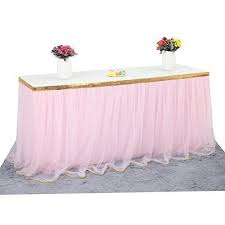Amazon Com Hbbmagic 3 Yards Handmade Elegant Fluffy Tulle Table Skirt For Rectangle Or Round Tables For P Pink Tulle Table Skirt Tulle Table Skirt Tulle Table