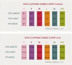 Dog Clothing Sizing Chart Mimi Tara