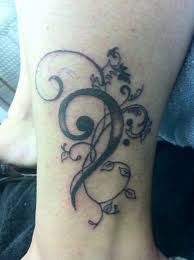 Treble clef tattoo with flower. Bass Clef Tattoo Tattoos Body Art Tattoos Tattoo Designs