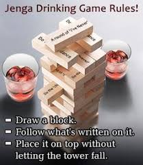 Rules For Playing The Jenga Drinking Game Jenga Drinking Game Drinking Games Drinking Games For Parties