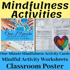 One Minute Mindfulness Cards And Activity Worksheets Printable Etsy Mindfulness Activities Mindfulness Classroom Activity Cards