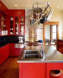 The kitchen with this design is fully functional and stylish. 75 Beautiful Kitchen With Red Cabinets And Black Backsplash Pictures Ideas July 2021 Houzz