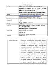 Proyek pemeliharaan ruas jalan di senduk, tinoor, dan ratahan). jurnal sipil statik, vol. 380079831 Review Jurnal Menejemen Kontruksi Docx Review Jurnal Peranan Konsultan Manajemen Judul Konstruksi Pada Tahap Pelaksanaan Proyek Course Hero