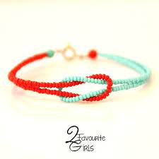 Red Turquoise Seed Bead Knot Bracelet By 2favouritegirls On Madeit Would Love To Make These As Earrings Beaded Bracelets Handmade Jewelry Diy Bracelets