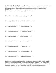03.09.2020 · september 2, 2020 on double replacement reaction worksheet pdf. Double Replacement Worksheet Pdf Worksheet 5 Double Replacement Reactions In These Reactions All You Do Is Look At The Names Of The Reactants Course Hero