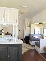 After Our 4 Week Fifth Wheel Makeover Diy Camper Remodel Ideas Diy Makeover Fifthwheel Camper Style Diy Camper Remodel Remodeled Campers Camper Makeover