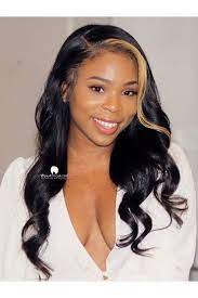 Silky Straight Blonde Streak Brazilian Hair 360 Wig Tlw504 Black Hair Dye Hair Highlights Light Hair